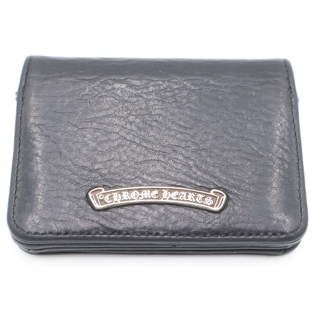 CHROME HEARTS (クロムハーツ) CARD CASE スクロールラベル レザー