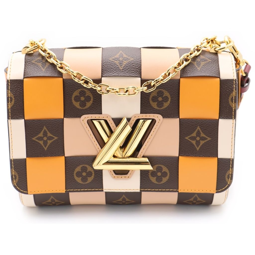 LOUIS VUITTON (ルイヴィトン) モノグラム ツイストMM 2WAYバッグ ハンドバッグ ショルダーバッグ チェーンバッグ ブラウン×ベージュ×オレンジ レザー×PVC M55426 ゴールド金具