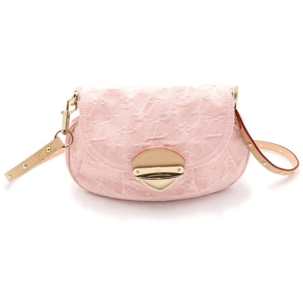 LOUIS VUITTON (ルイヴィトン) モノグラムデニム サンセット 2WAYバッグ ハンドバッグ ショルダーバッグ ミニバッグ ウォッシュドピンク×ブラウン レザー×デニム M13347 ゴールド金具