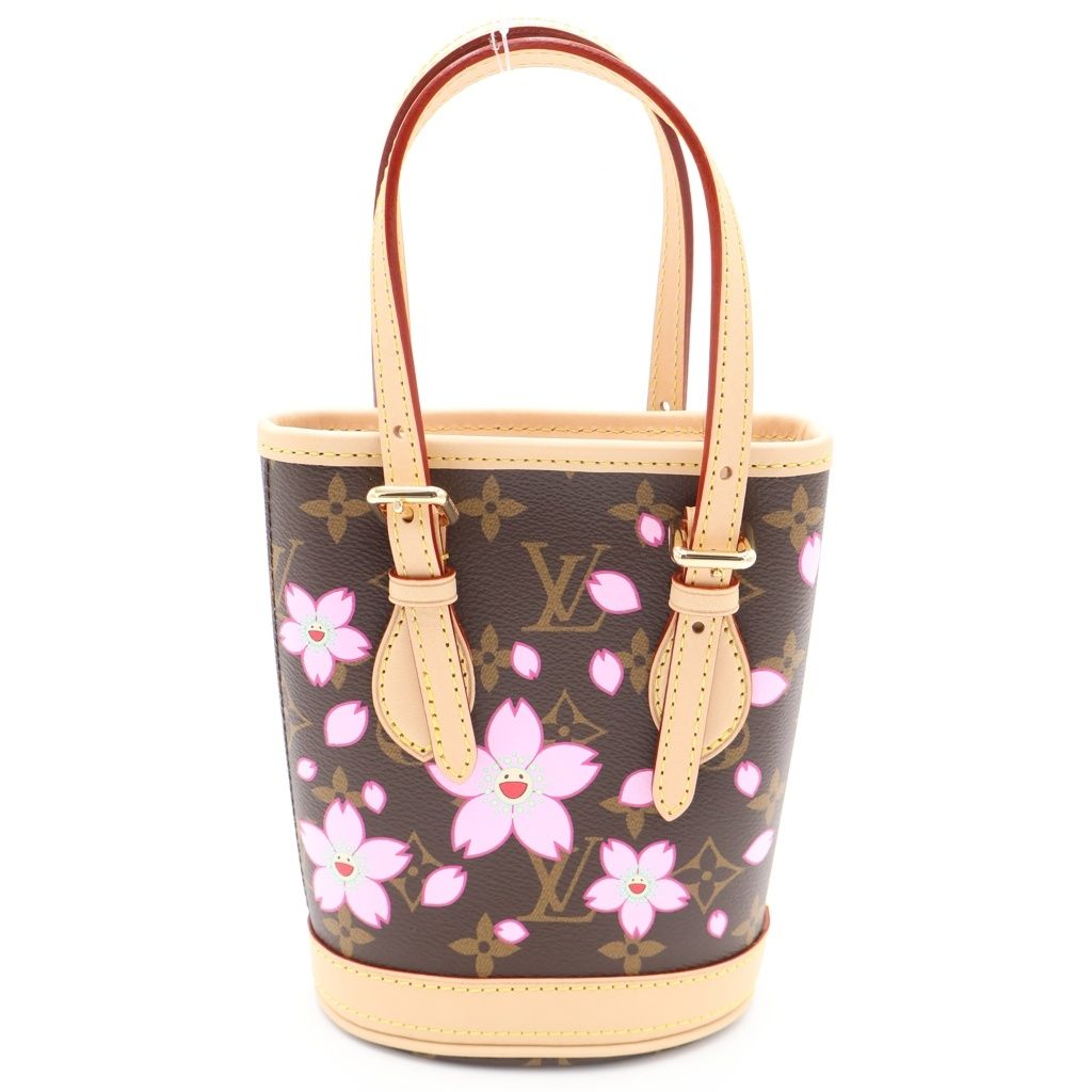 LOUIS VUITTON (ルイヴィトン) ×TM モノグラムチェリーブロッサム ナノバケット 2WAYバッグ ハンドバッグ ショルダーバッグ ブラウン×ピンク レザー×PVC M13417 ゴールド金具