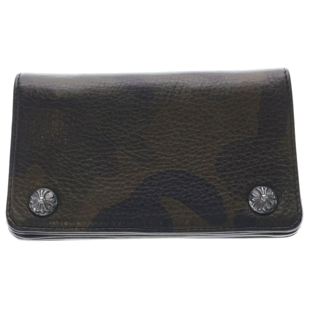 CHROME HEARTS (クロムハーツ) 1ZIP 1ジップ クロスボールボタン レザーウォレット カモフラ 財布 カーキ