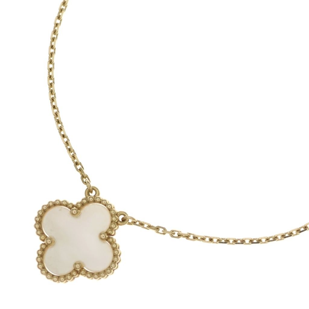 Van Cleef & Arpels (ヴァンクリーフアンドアーペル) ヴィンテージアルハンブラ マザーオブパール ネックレス ペンダント チェーン ゴールド×ホワイト Au750YG 5.2g