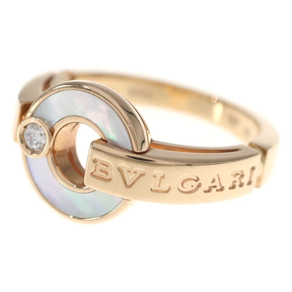BVLGARI (ブルガリ) ブルガリブルガリ オープンワーク マザーオブパール ダイヤ リング ピンクゴールド Au750PG #49 5.6g 357528