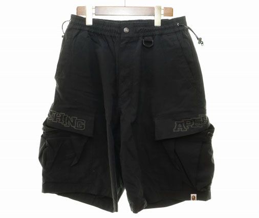 アベイシングエイプ A BATHING APE WIDE CARGO SHORTS BLACK M 001SPJ301007M ワイド カーゴ シューツ ハーフ パンツ ブラック 【ブランド古着ベクトル】【中古】260427