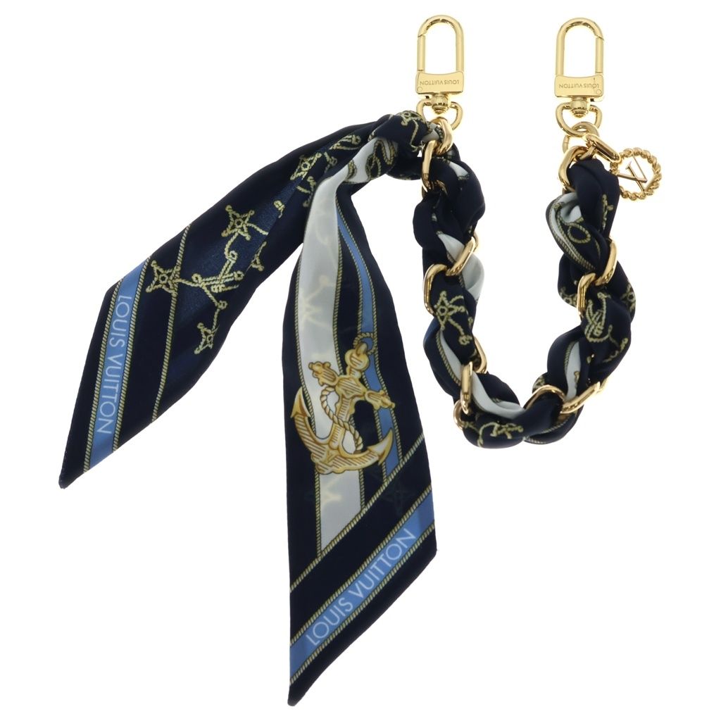LOUIS VUITTON (ルイヴィトン) バッグチャーム・ノーティカル ブルー キーホルダー ネイビー シルク M01812 ゴールド金具