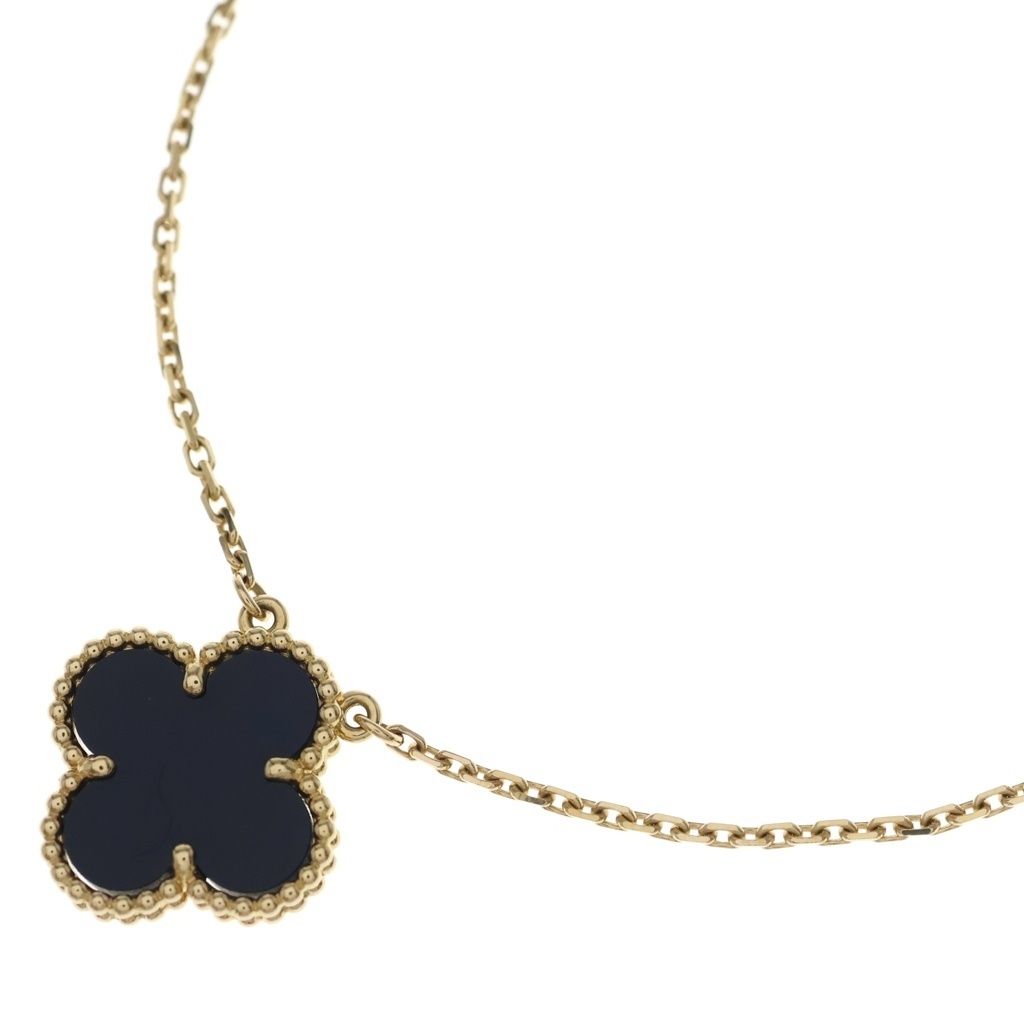 Van Cleef & Arpels (ヴァンクリーフアンドアーペル) ヴィンテージアルハンブラ オニキス ネックレス ペンダント チェーン ゴールド×ブラック YG 5.3g