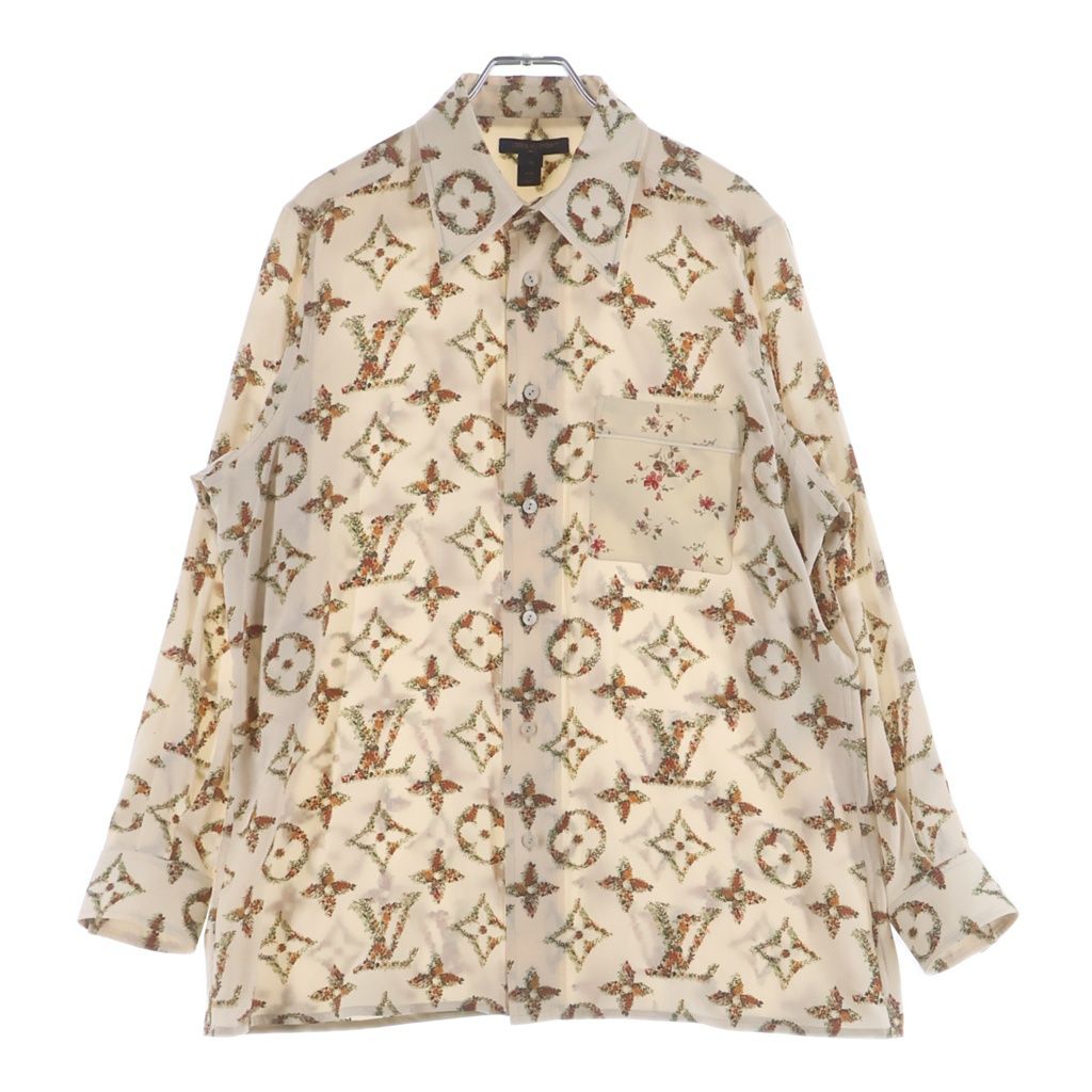 LOUIS VUITTON (ルイヴィトン) 24SS フローラル モノグラム 総柄プリント シルク 長袖シャツ アイボリー RW241WW GQO FQTP01
