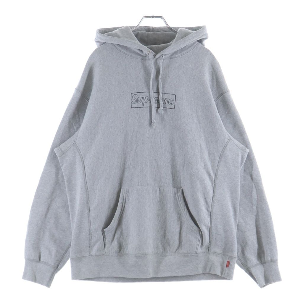 SUPREME (シュプリーム) 21SS ×KAWS Chalk Logo Hooded Sweatshirt カウズ チョーク ロゴ プルオーバースウェットパーカー フーディー グレー