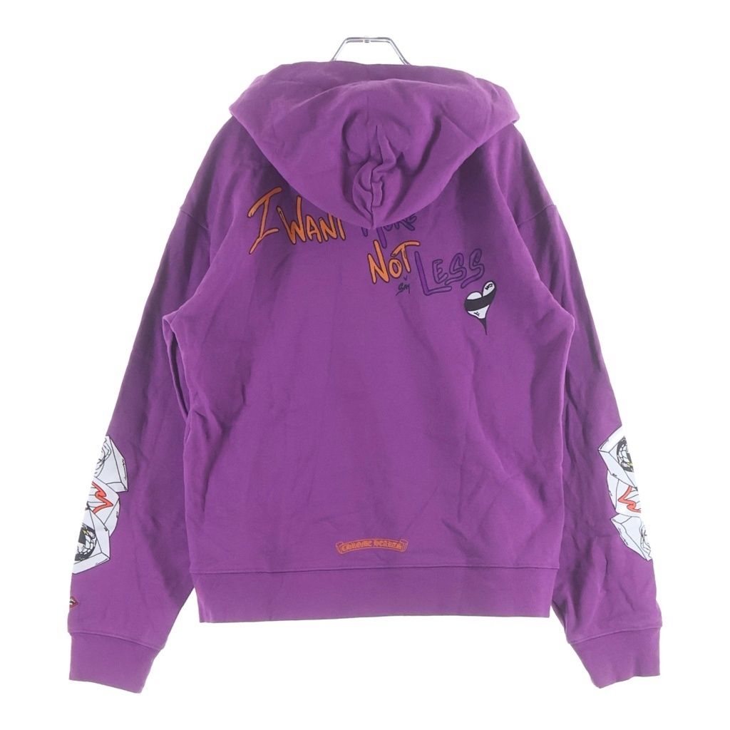 CHROME HEARTS (クロムハーツ) ×MATTY BOY I WANT MORE NOT LESS PULLOVER HOODIE マッティボーイ アイウォントレス プリント スウェットプルオーバーパーカー パープル
