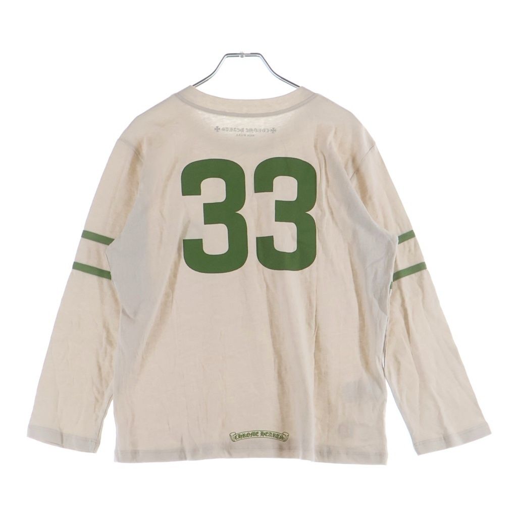CHROME HEARTS (クロムハーツ) ROLLER SKATE HORSESHOUE L S TEE ナンバリングプリント 長袖Tシャツ カットソー ホワイトグリーン