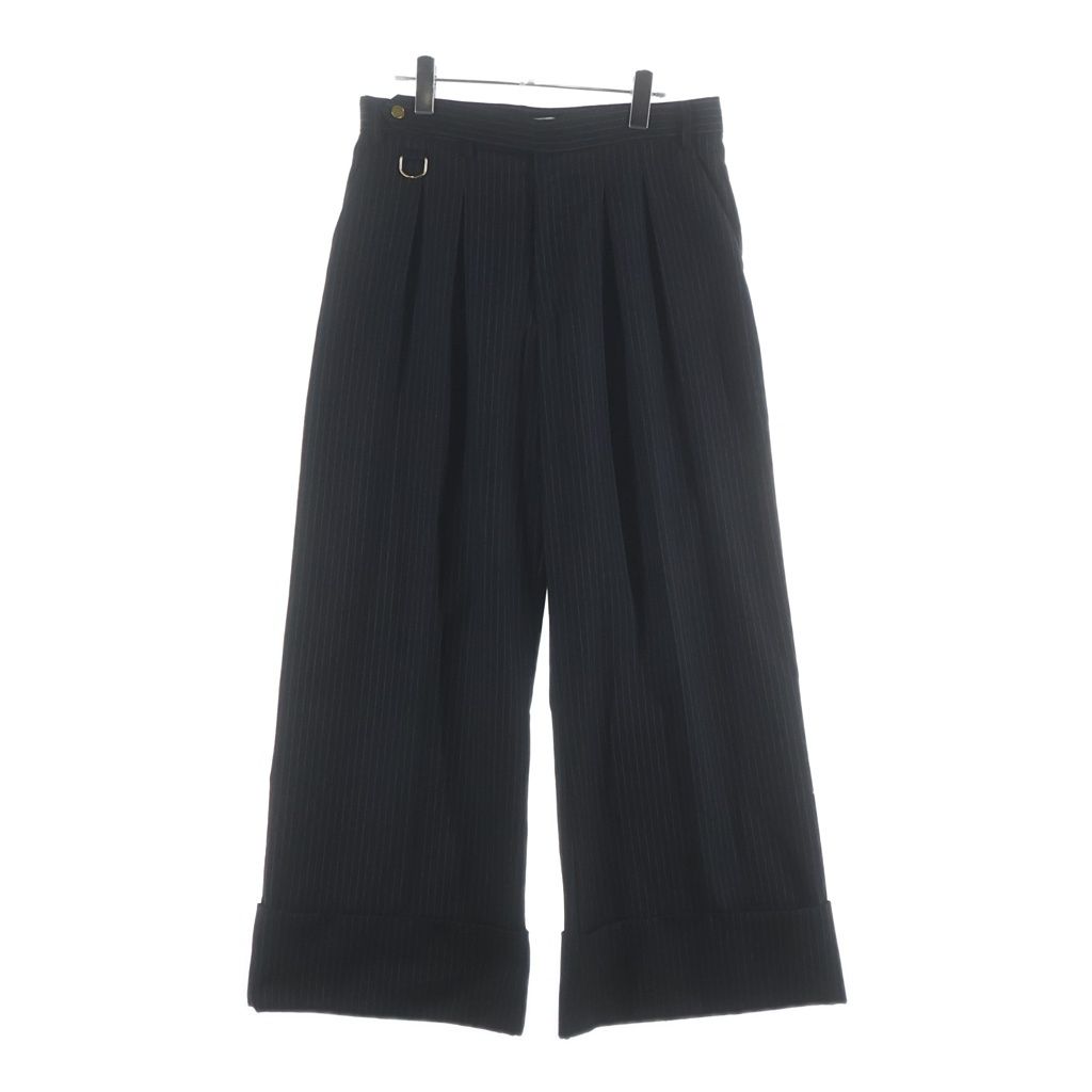 TENDER PERSON (テンダーパーソン) 24SS STRIPE WIDE TROUSERS ストライプ ウール ワイドトラウザーパンツ ブラック NL-PT-4111