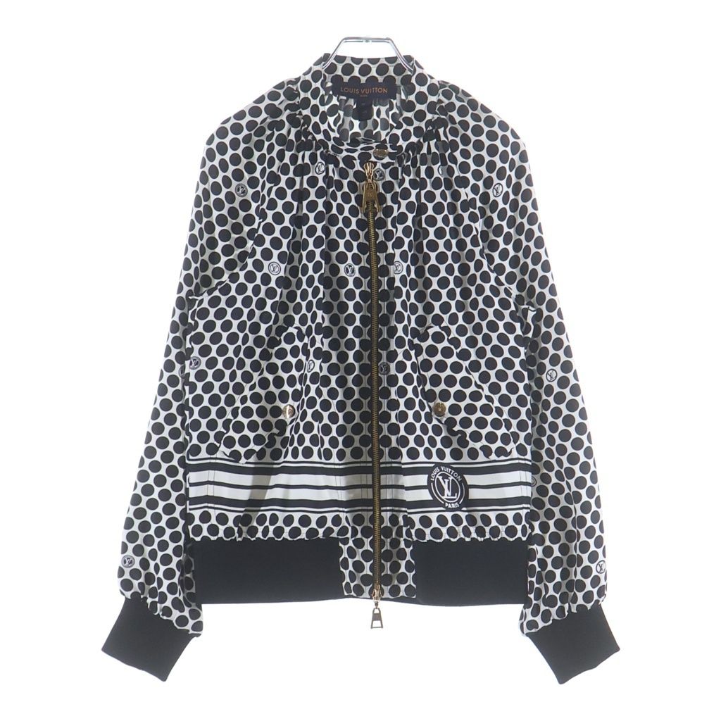 LOUIS VUITTON (ルイヴィトン) 22AW LV ドット総柄 ジップアップ ジャケット ホワイトブラック レディース RW222J J19 FNJA01