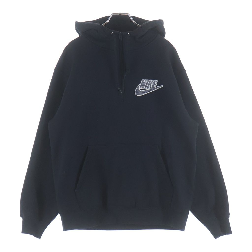 SUPREME (シュプリーム) 21SS ×NIKE Half Zip Hooded Sweatshirt ナイキ ロゴエンブロイダリー ハーフジップ フーデッド スウェット パーカー ブラック DB2842-010