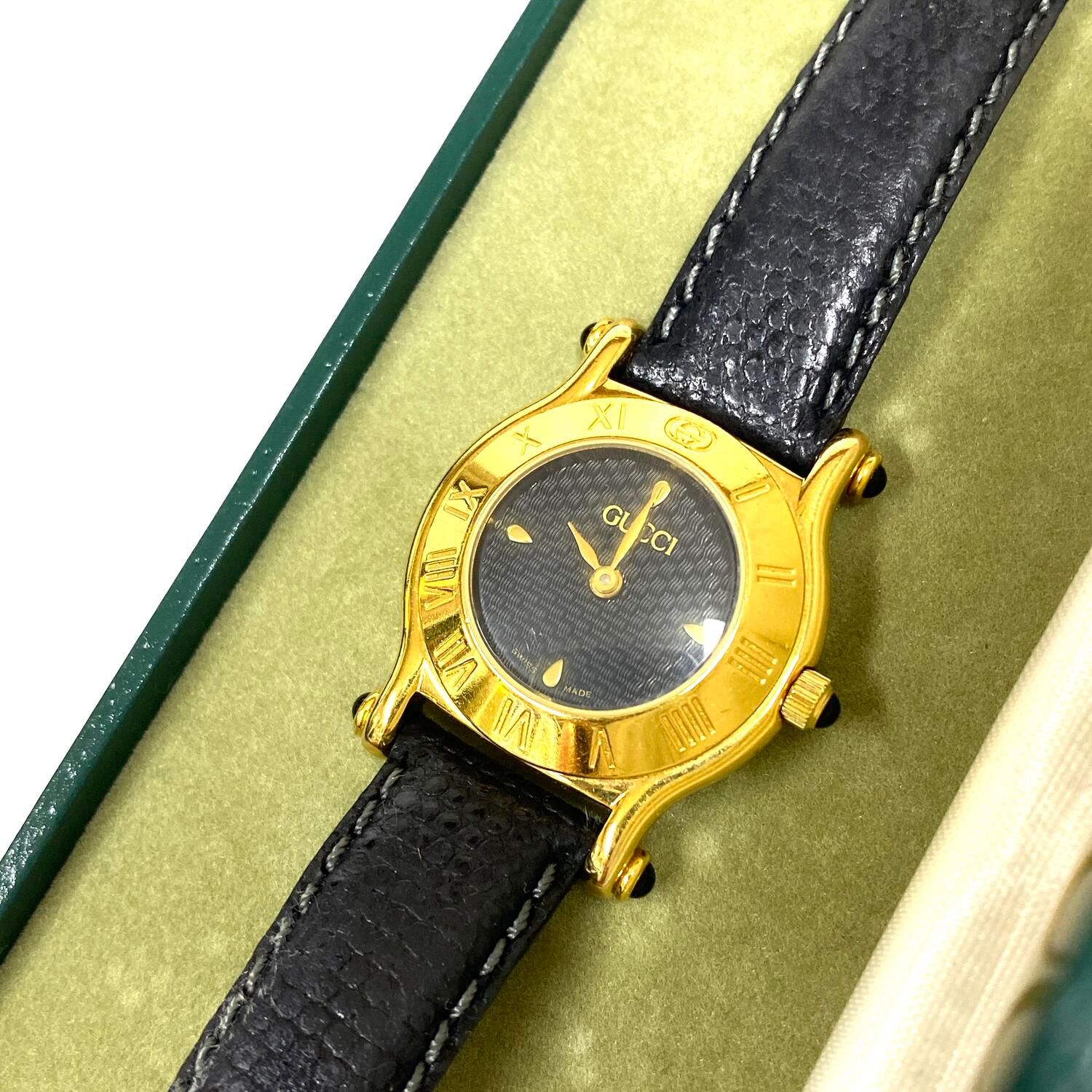 【★加古川物流】中古 ジャンク 不動品 GUCCI グッチ 6500L ヴィンテージ クオーツ 腕時計 ブラック ゴールド スイス製 【未検品】 [3091･970]：【131】 7,800円