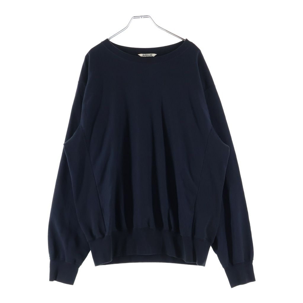 AURALEE (オーラリー) 24SS ELASTIC HIGH GAUGE SWEAT P O エラスティック ハイゲージ クルーネック プルオーバースウェットトレーナー ネイビー A24SP02NU
