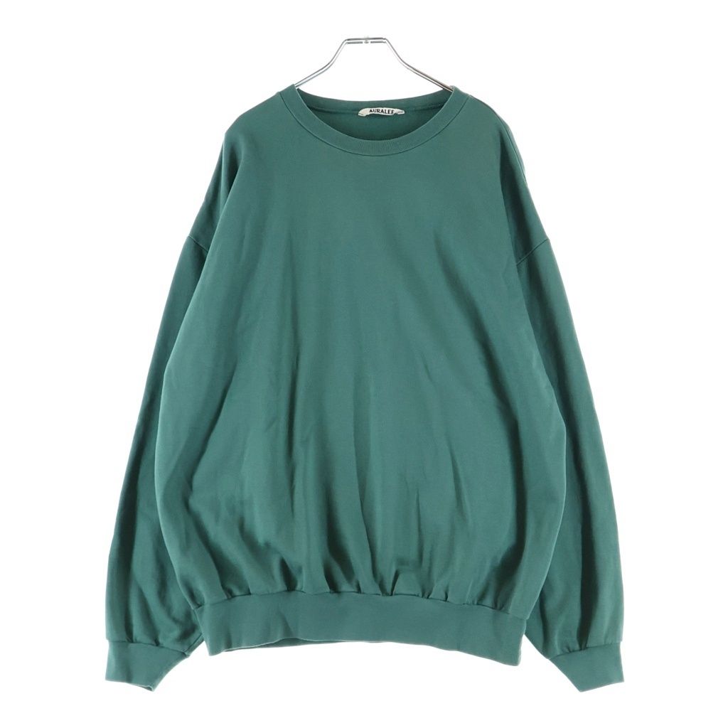AURALEE (オーラリー) 22AW ELASTIC HIGH GAUGE SWEAT エラスティック ハイ ゲージ クルーネック プルオーバースウェットトレーナー グリーン A22AP01NU