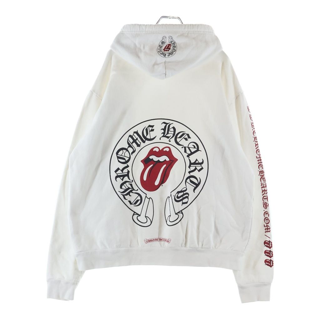 CHROME HEARTS (クロムハーツ) ×THE ROLLING STONES SWTSHRT PLVR ローリングストーンズ リップタン プルオーバースウェットパーカー フーディー ホワイト