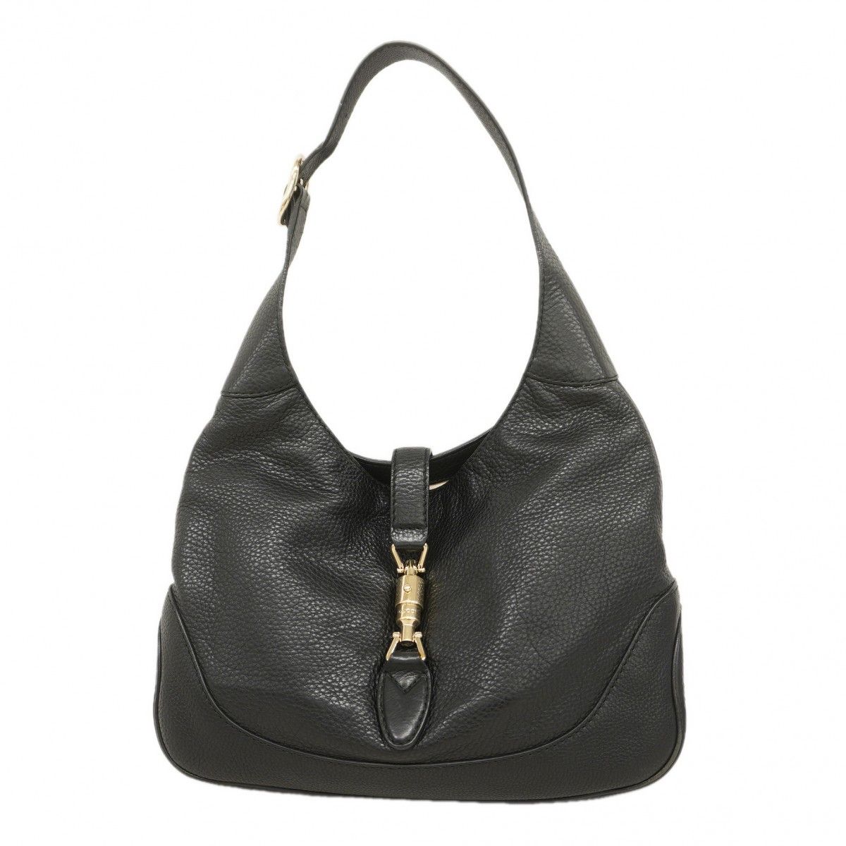 【6eb0626-k】グッチ ショルダーバッグ ニュージャッキー 277520 レザー ブラック シャンパンゴールド金具【中古】レディース