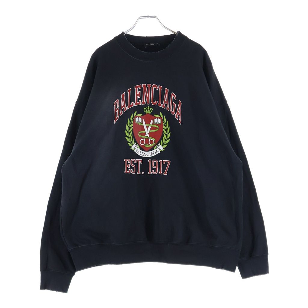 BALENCIAGA (バレンシアガ) 21AW COLLEGE LOGO CREWNECK カレッジロゴ クルーネックスウェットトレーナー ブラック