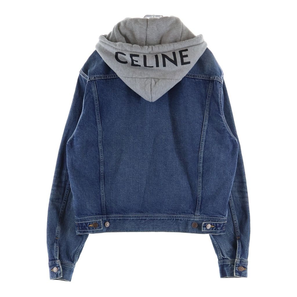 CELINE (セリーヌ) ロゴプリントフード付き デニムトラッカージャケット インディゴ