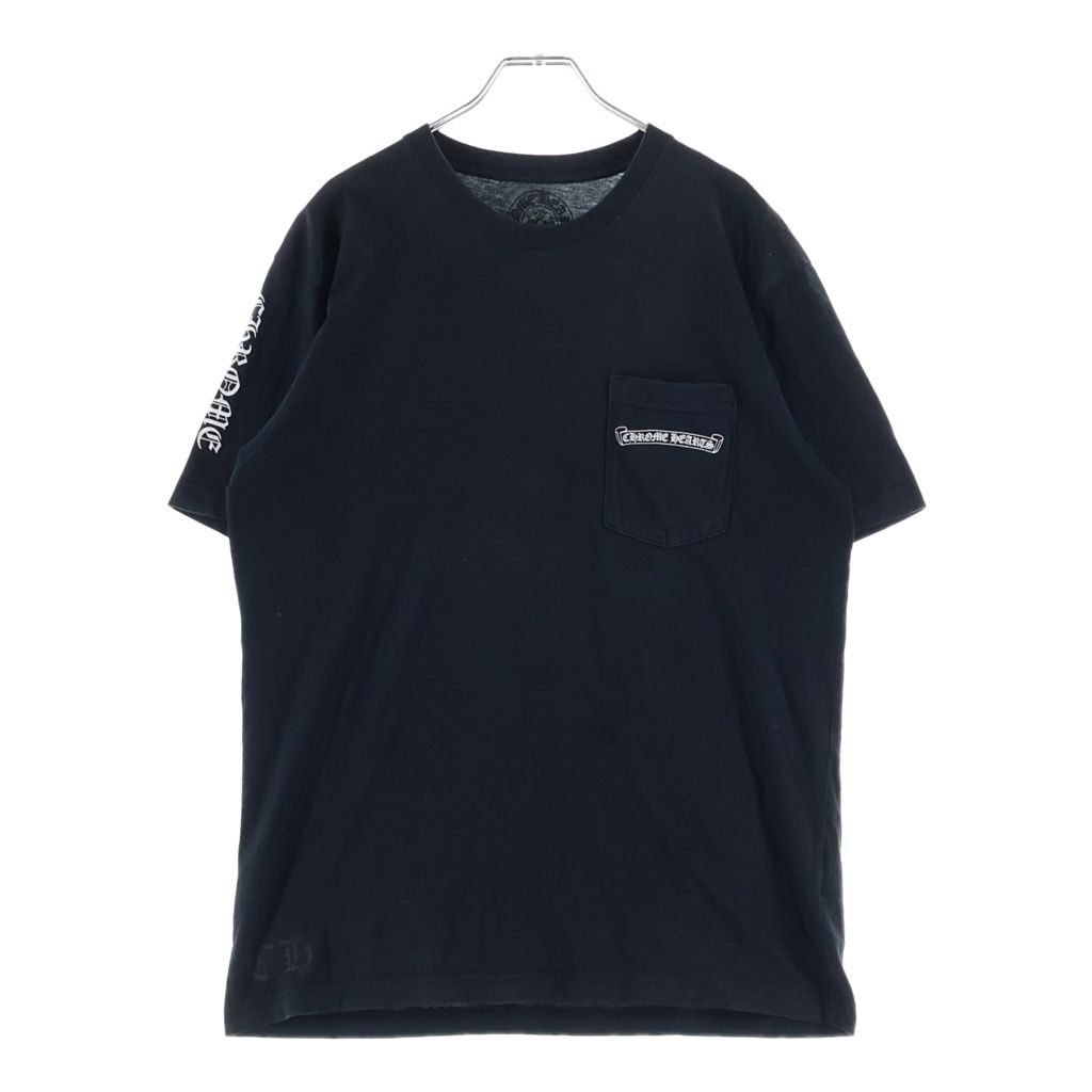 CHROME HEARTS (クロムハーツ) バックセメタリースクロールプリント 半袖ポケットTシャツ カットソー ブラック