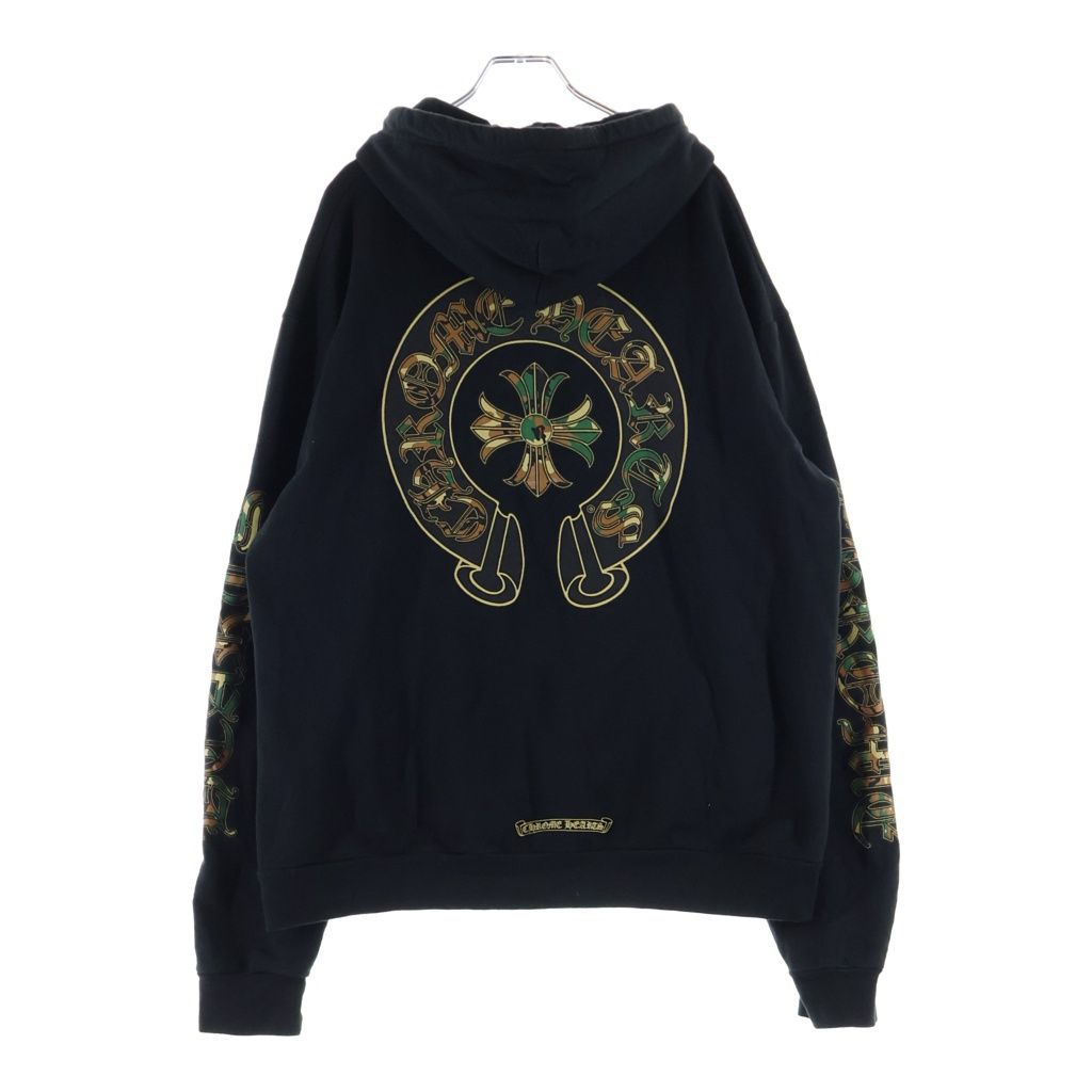 CHROME HEARTS (クロムハーツ) 3 CEM CRS HORSESHOE SWTSHRT PLVR LTD カモフラ 3セメタリークロス ホースシュープルオーバースウェットパーカーフーディー ブラックカーキ