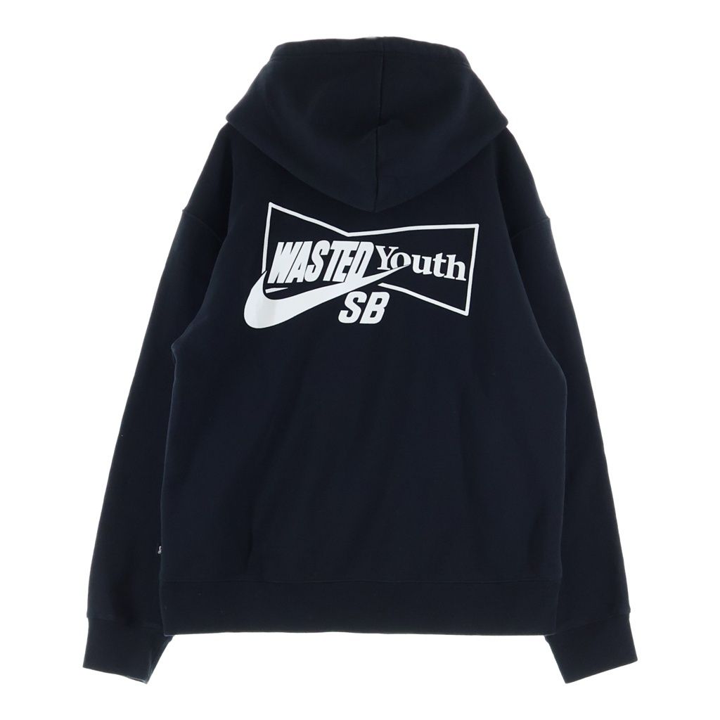 NIKE SB (ナイキエスビー) ×Wasted Youth ウェイステッドユース フロントロゴプリント プルオーバーパーカー フーディー ブラック CW5615-010