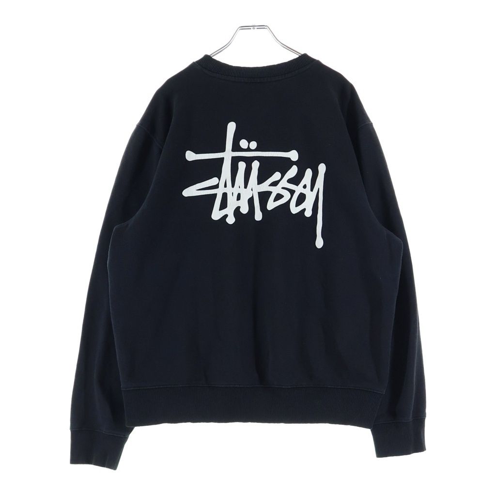 STUSSY (ステューシー) Crew Neck Sweatshirt ロゴデザイン クルーネック スウェットトレーナー ブラック
