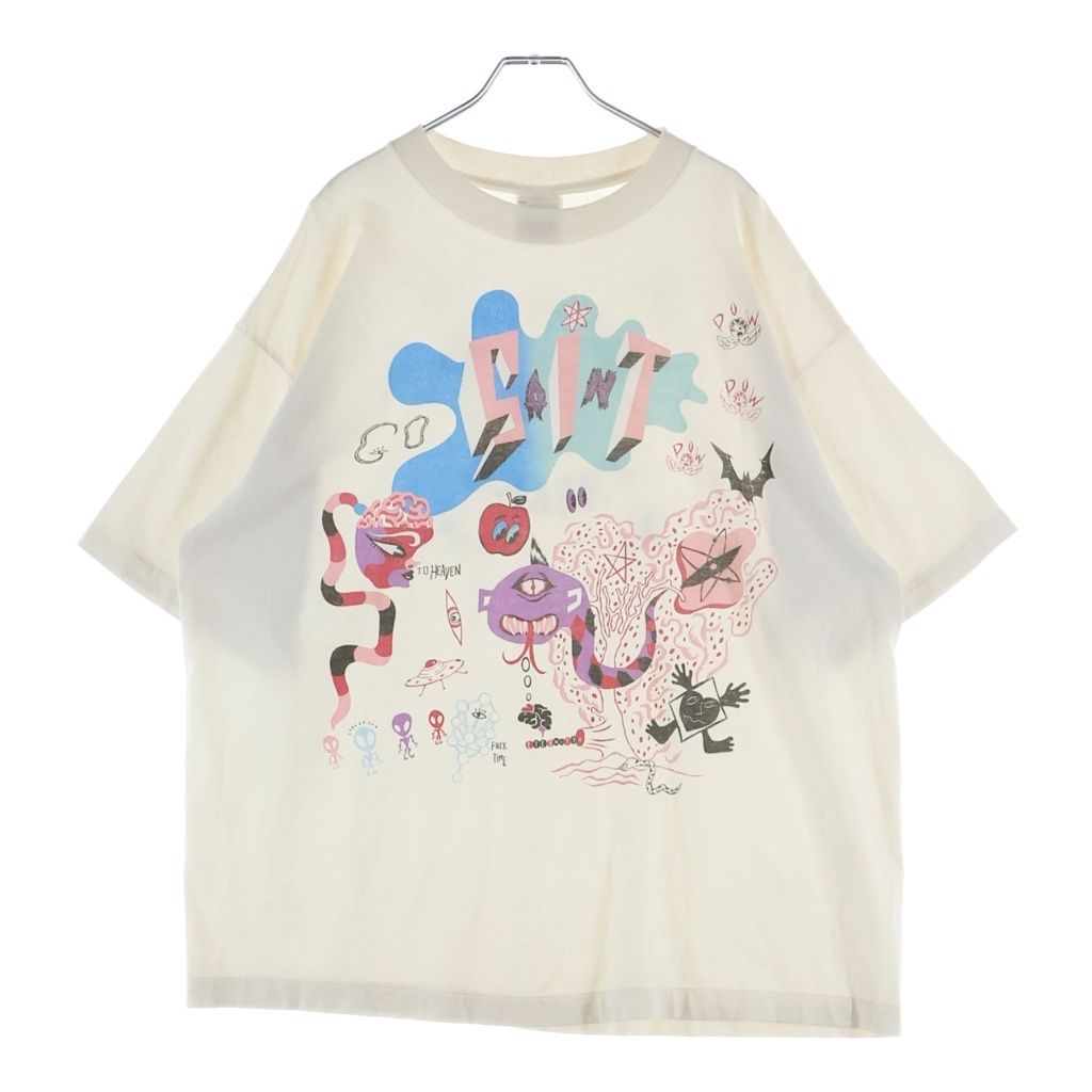 SAINT MICHAEL (セントマイケル) 25SS DAY OF THE FREAKS SS TEE ディ オブ ザ フリークス クルーネック 両面アートプリント 半袖Tシャツ カットソー ホワイト SM-HR8-0000-023