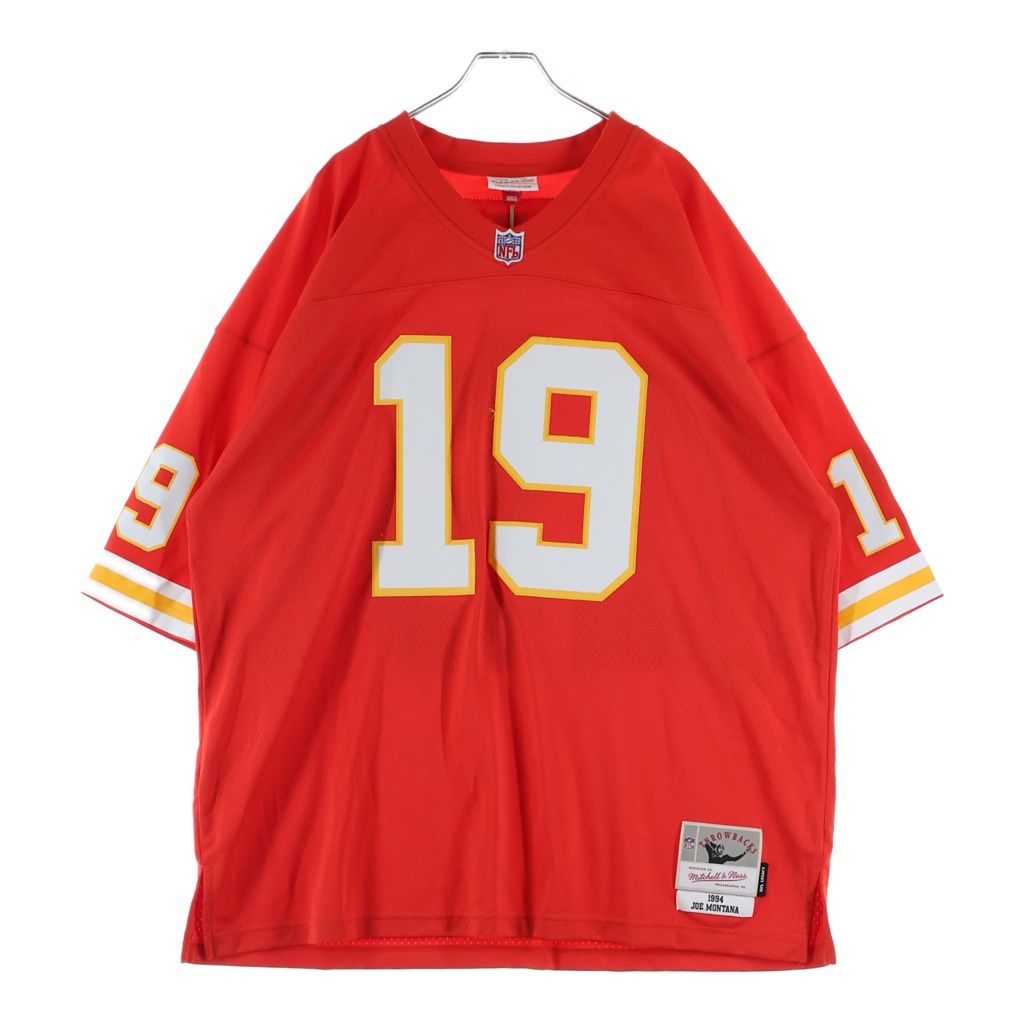 Mitchell&Ness (ミッチェル アンド ネス) MONTANA ジョーモンタナ ナンバリングデザイン Vネック 半袖ゲームシャツ レッド