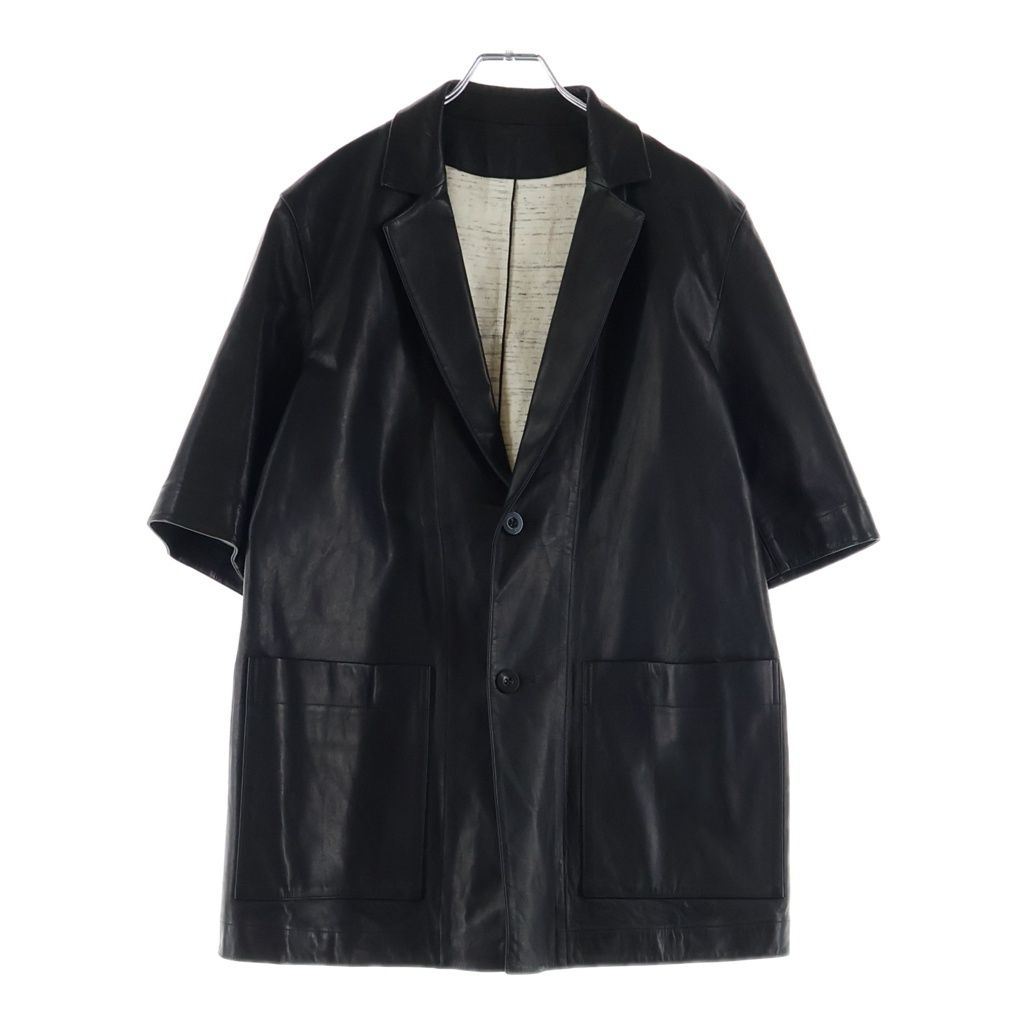 IRENISA (イレニサ) 23SS REVERSIBLE SHORT-SLEEVED LEATHER JACKET リバーシブル 半袖レザージャケット ブラック IH-23SS-J023-LH