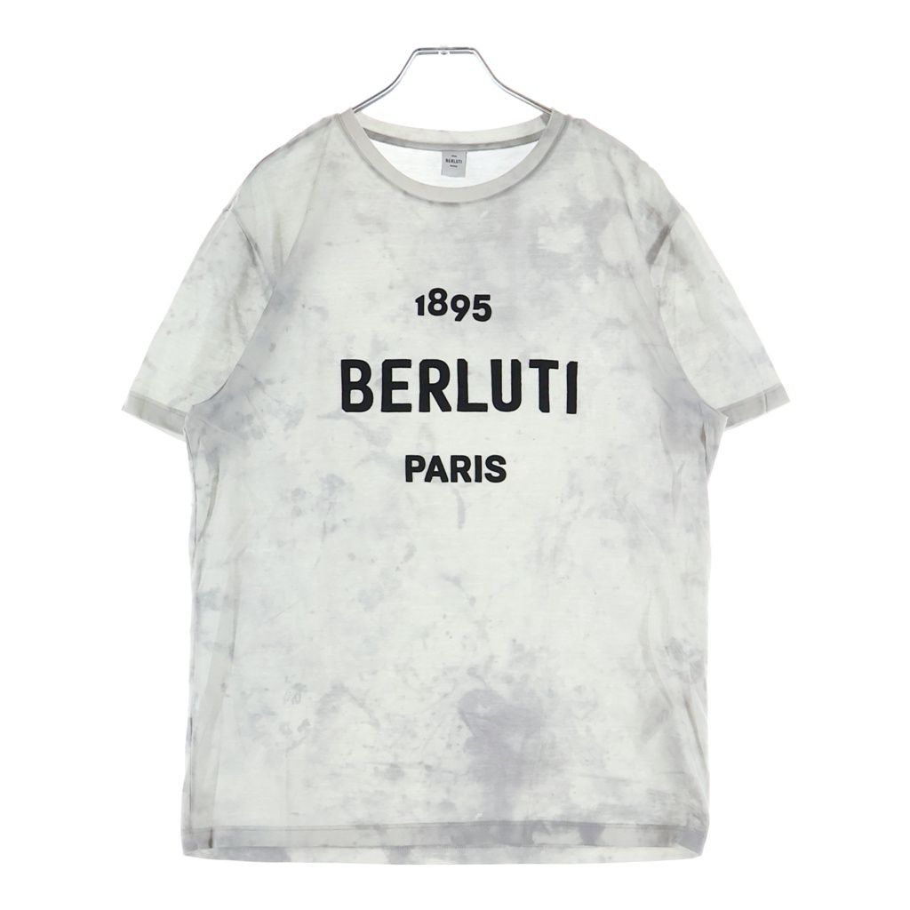 Berluti (ベルルッティ) タイダイ フロントロゴエンブロイダリー クルーネック半袖Tシャツ カットソー グレー