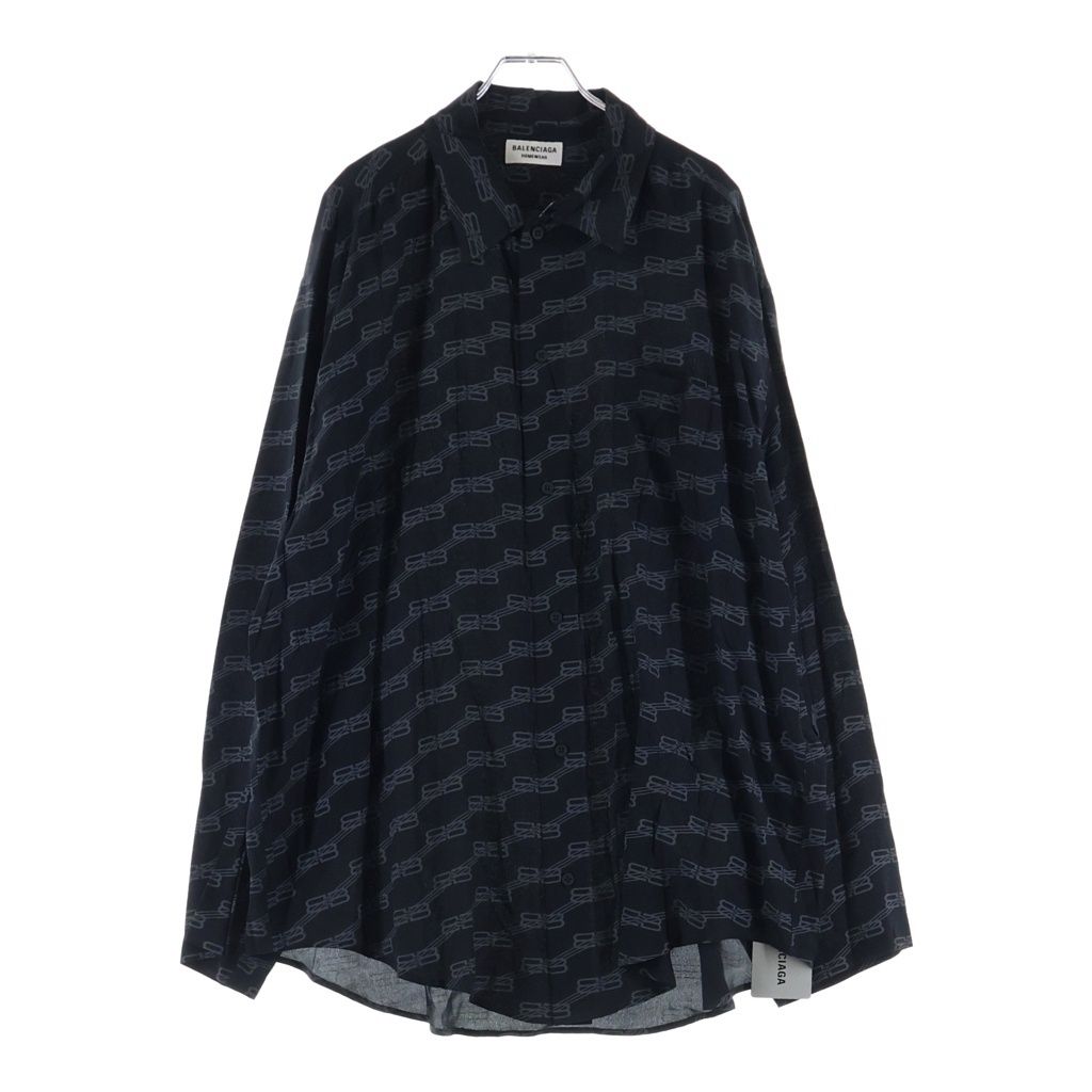 BALENCIAGA (バレンシアガ) 23SS ロゴ モノグラム長袖シャツ ブラック 681631 TML35