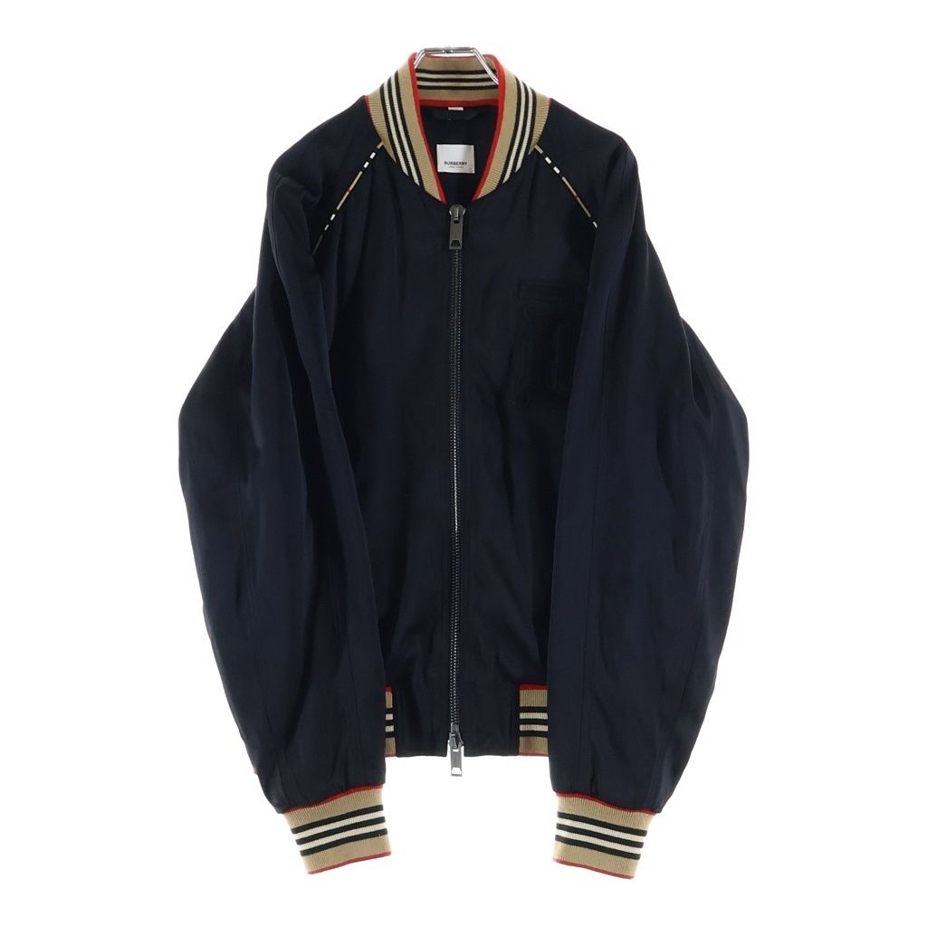 BURBERRY (バーバリー) HARLINGTON JACKET ハリントン パイピング チェック ロゴ スタジャン ボンバージャケット ブルゾン ブラック 8009432