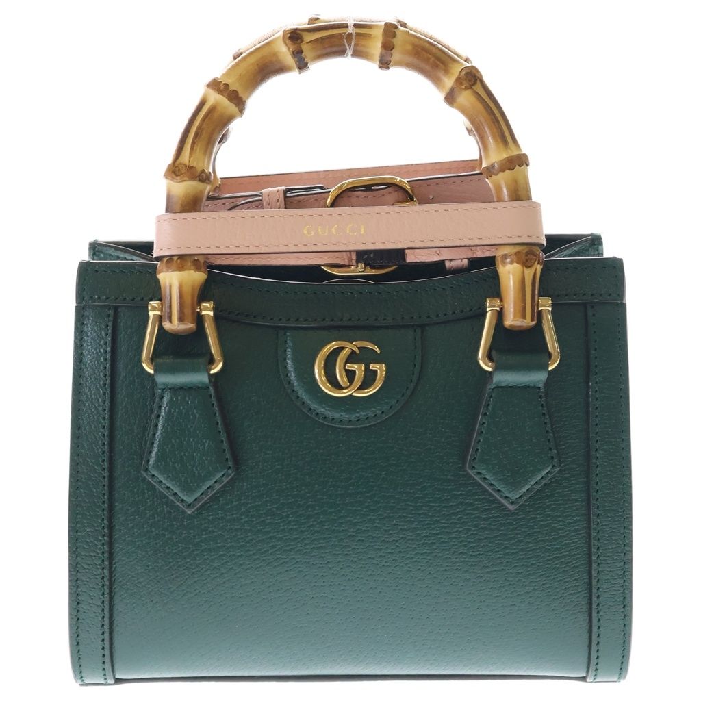 GUCCI (グッチ) Diana Mini Tote Bag ダイアナ ミニ バンブーハンドル トートバッグ ショルダーバッグ グリーン 702732