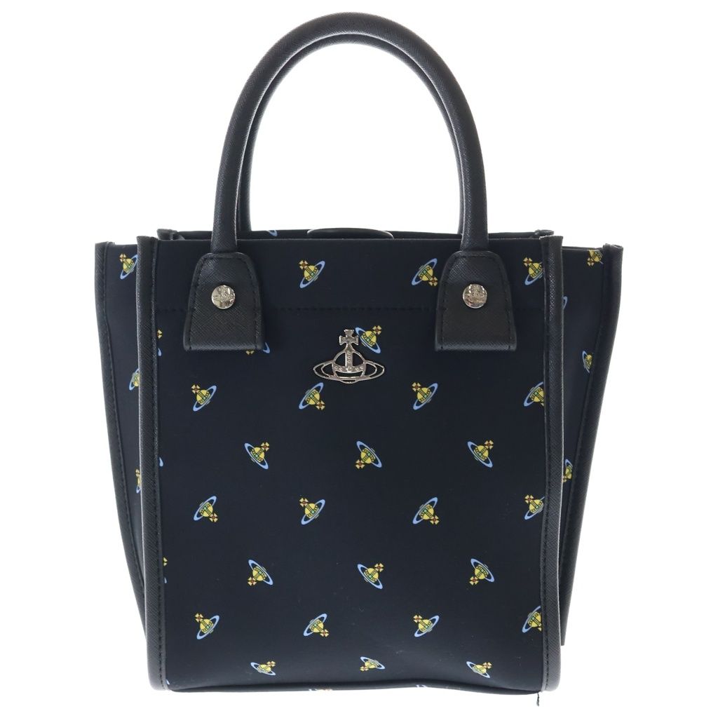 Vivienne Westwood (ヴィヴィアンウエストウッド) TEDDY SMALL TOTE BAG ベイビーオーブ シルバー金具 2WAY ハンドバック ブラック 48030000DU W00ZQ N303