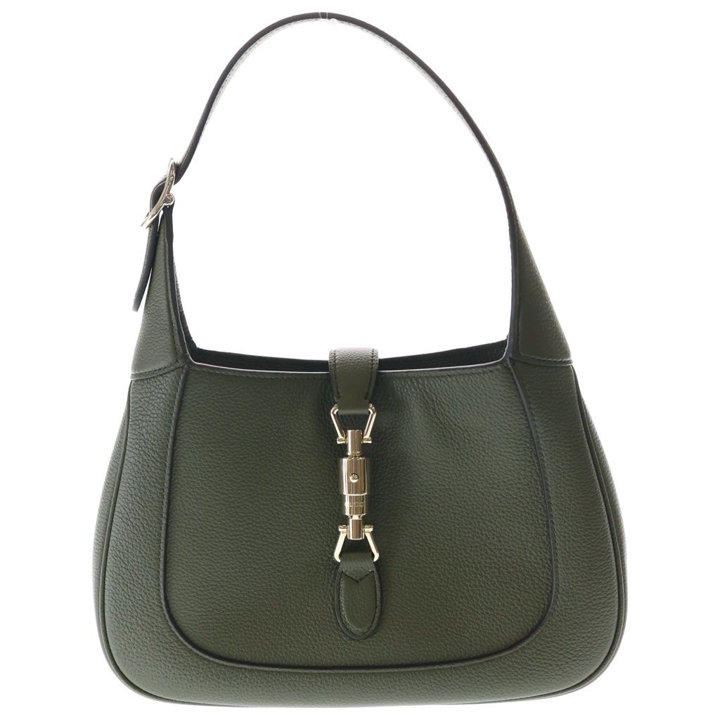 GUCCI (グッチ) ジャッキー1961 ショルダーストラップ付 ゴールド金具 2WAY レザー ハンドバッグ カーキ 810232
