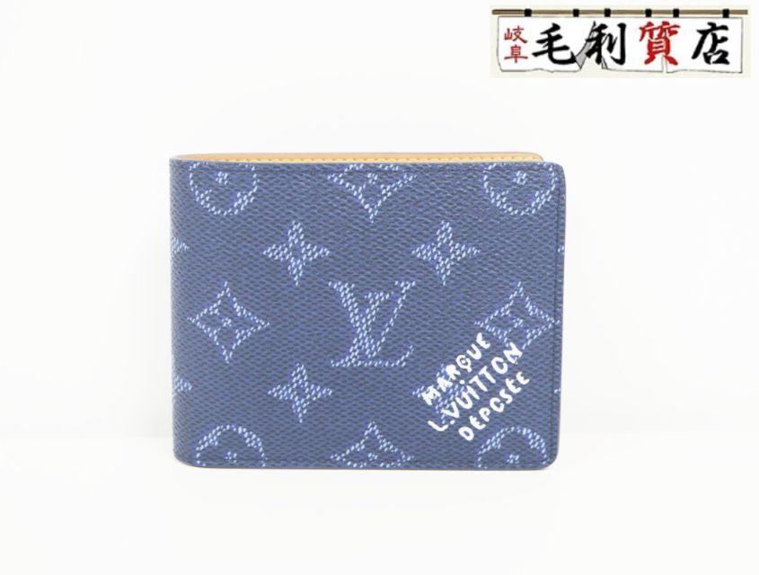 ルイヴィトン LOUIS VUITTON モノグラム ヘリテージ スリムウォレット Ｍ26837 オーシャンブルー 美品 財布