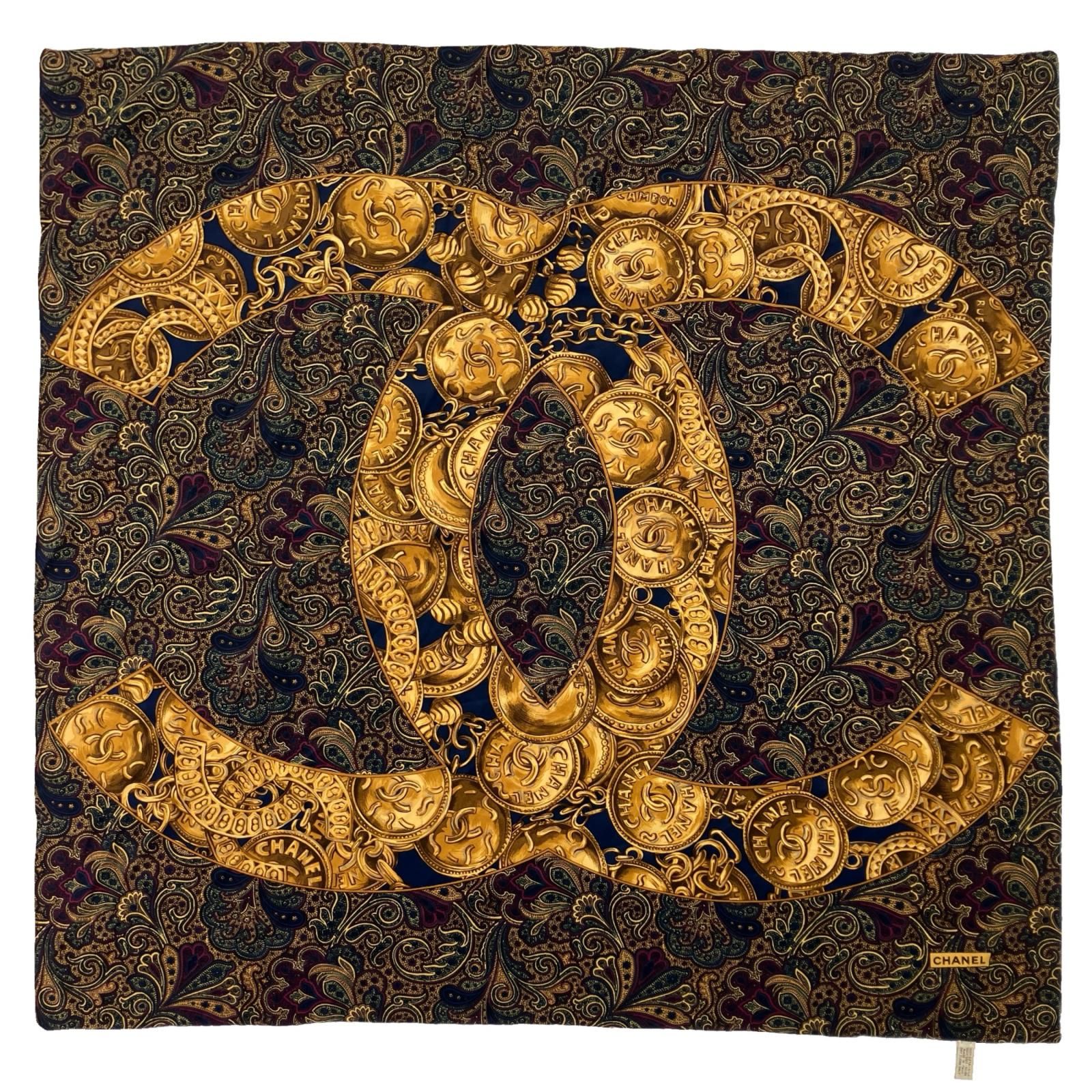 CHANEL シャネル シルクスカーフ ブラウン