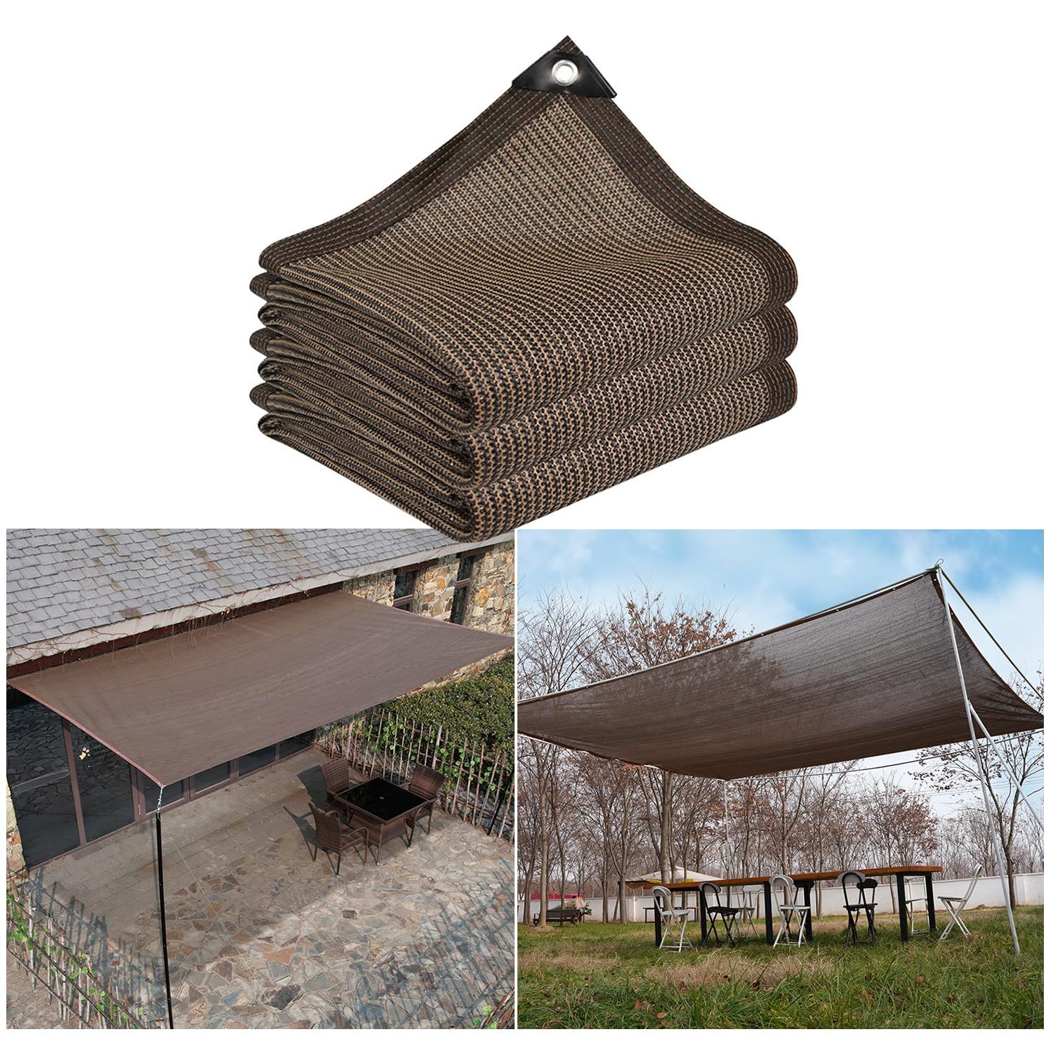 ☆新品☆MASTORE 遮光ネット 2x5m サンシェード ベランダ 高密度ポリエチレン 日除け オーニング シェード UVカット 取り付けも簡単 バルコニー カーテン 庭 フェンス 日除けも風通しも両立 (コーヒー色) 1f11c40d