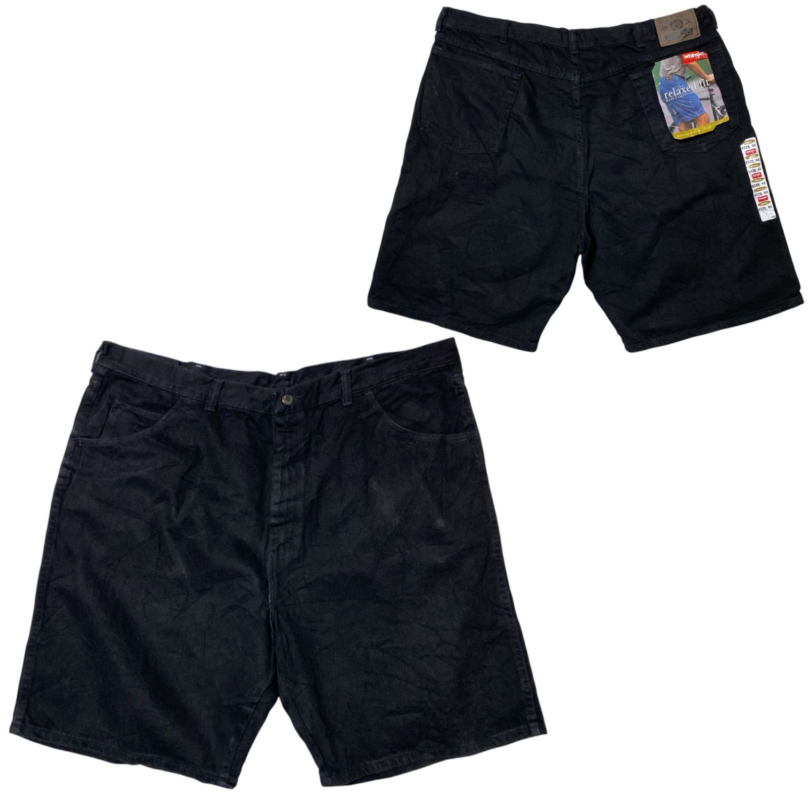 CHM Wrangler HERO ブラック デニムショーツ W42 メンズ レディース ユニセックス 古着 ラングラー バギーショーツ ハーフパンツ ワイド ビッグサイズ 90s Y2K