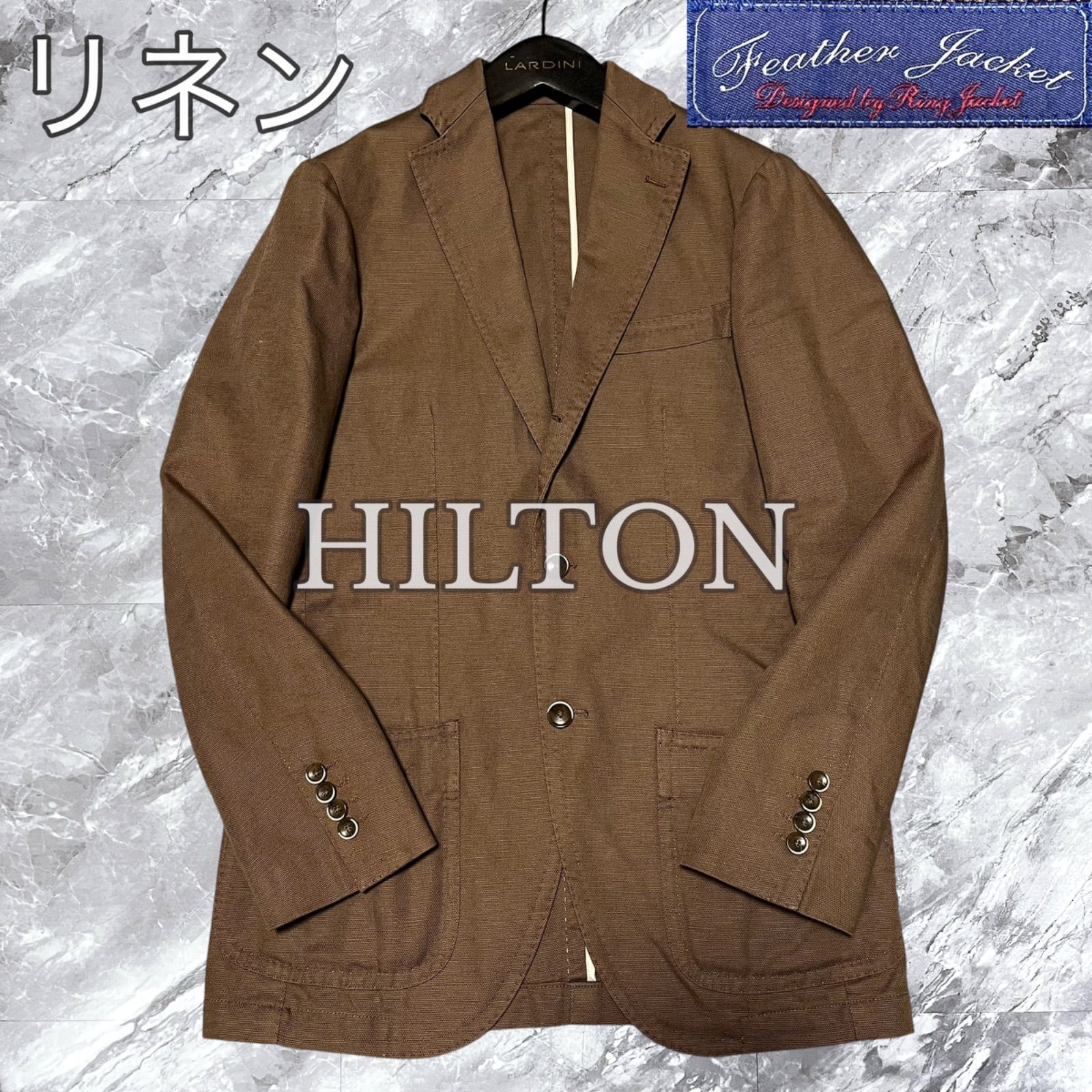 HILTON ヒルトン Ring Jacket リングジャケット Feather Jacket フェザージャケット テーラードジャケット コットン 綿 リネン 麻 段返り 3B サイドベンツ 開き見せ M