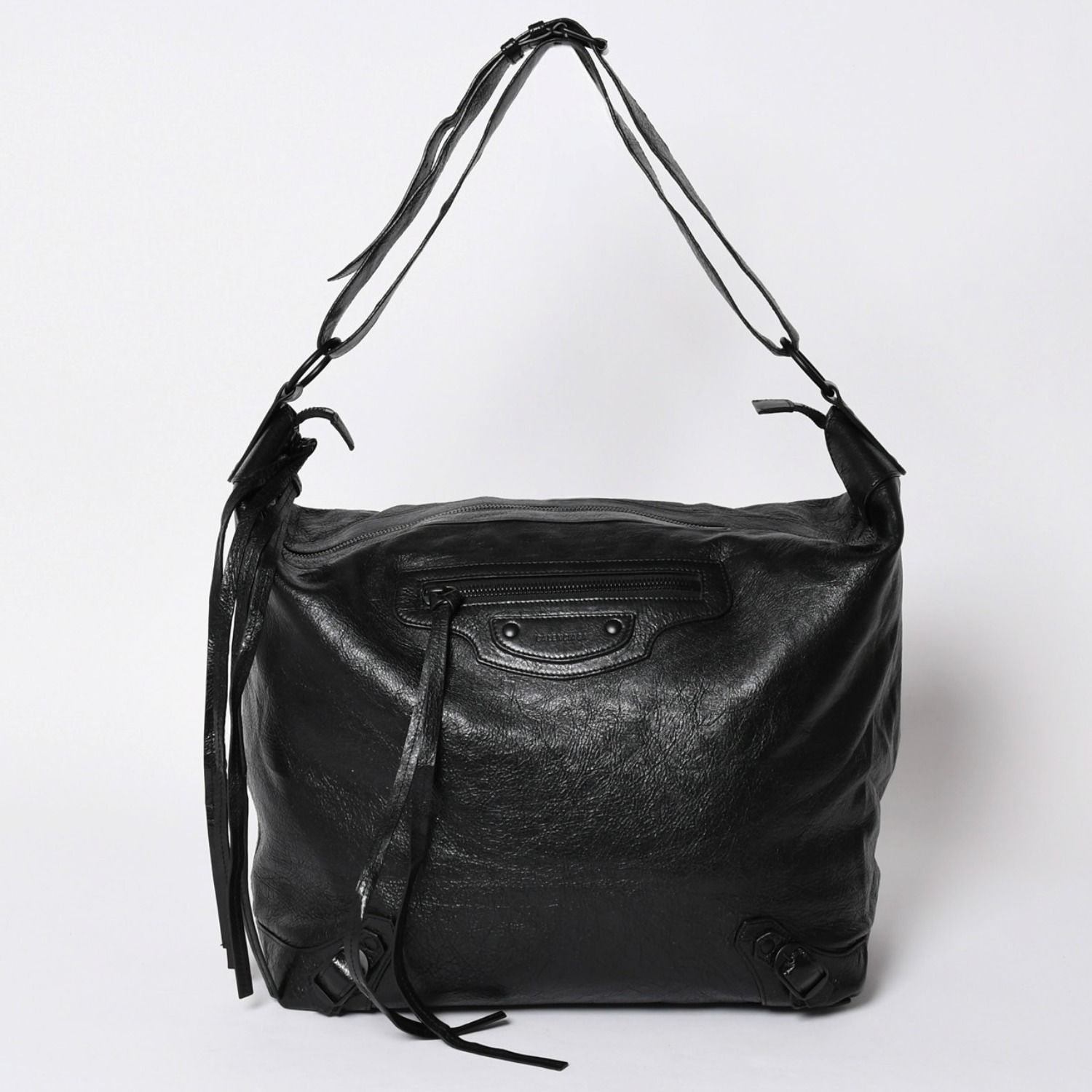極美品 BALENCIAGA バレンシアガ ネオホーボーバッグ ショルダーバッグ 695826 レザー ブラック ブラック金具 中古 4a001186