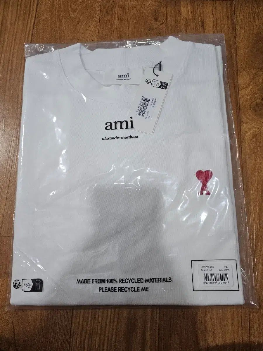 アミ スモール ハート 半袖Tシャツ 白 XL