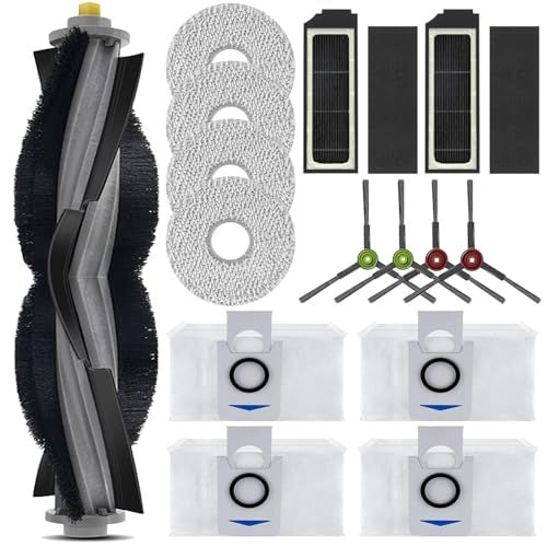 エコバックス 消耗品 交換品 - ECOVACS Deebot X1 OMNI/X1 PLUS/ T10/ T10 OMNI/T20 対応、交換用メインブラシ1本、フィルター4枚、サイドブラシ4枚、モップパッド4枚、交換用紙パック4枚 X1 0b32a65d