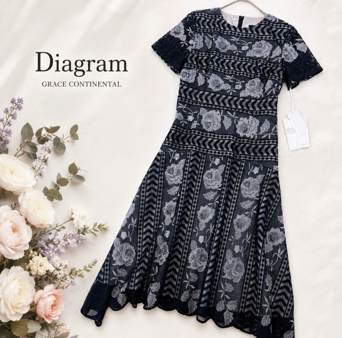 Diagram グレースコンチネンタル 刺繍レースワンピース 38 タグ付き未 