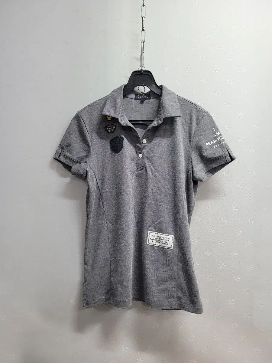 1)パーリーゲイツ レディース グレー 半袖 カラ Tシャツ