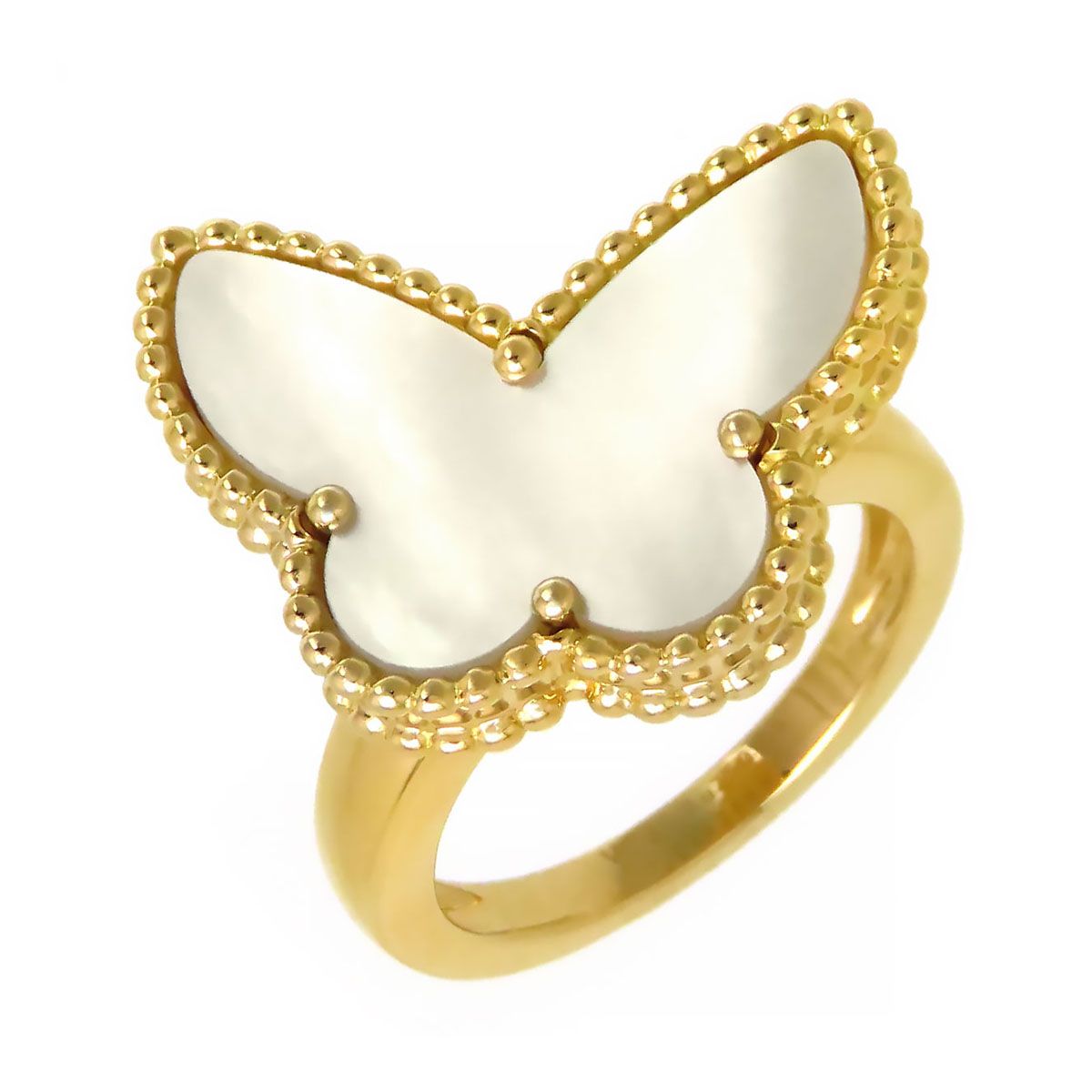 ヴァンクリーフ＆アーペル ラッキー アルハンブラ パピヨン リング #50 Au750 (K18YG) レディース Van Cleef & Arpels【中古】 【ジュエリー】