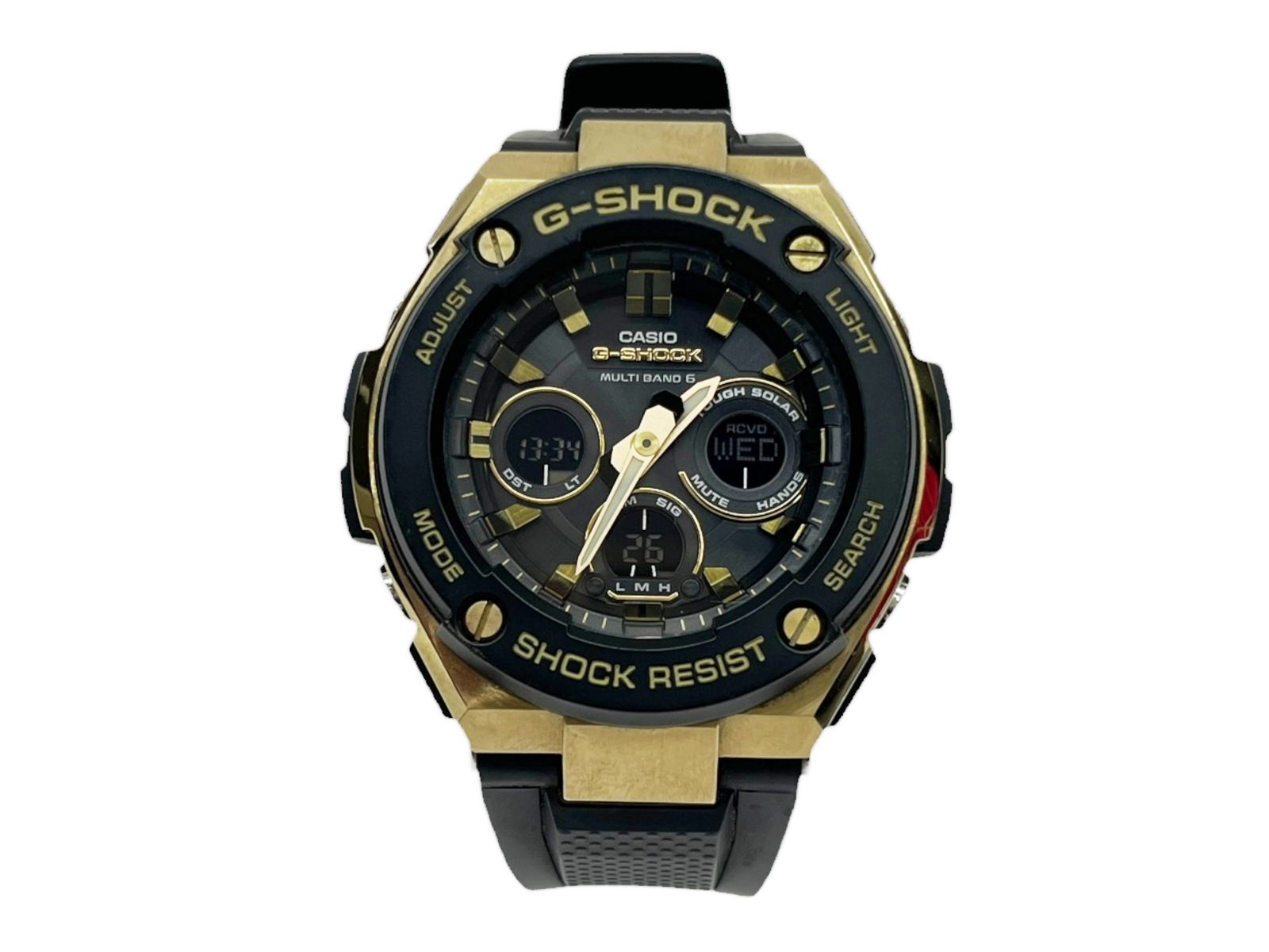CASIO (カシオ) G-SHOCK Gショック G-STEEL タフソーラー デジアナ腕時計 ラバーバンド GST-W300G ブラック×ゴールド メンズ/028