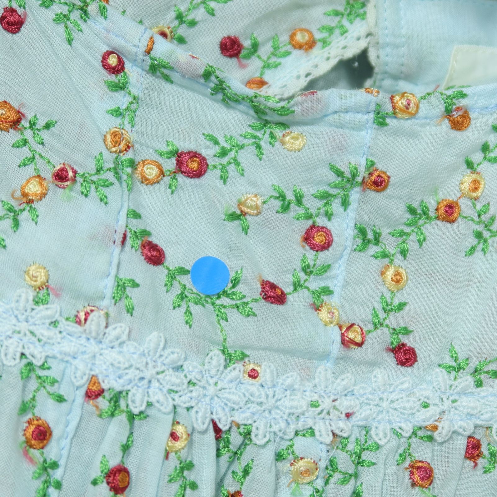ピンクハウス☆お花の刺繍♪裾スカラップブラウス 水色系 ふんわり